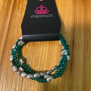 Paparazzi Teal and Silver Beaded Bracelet Trio